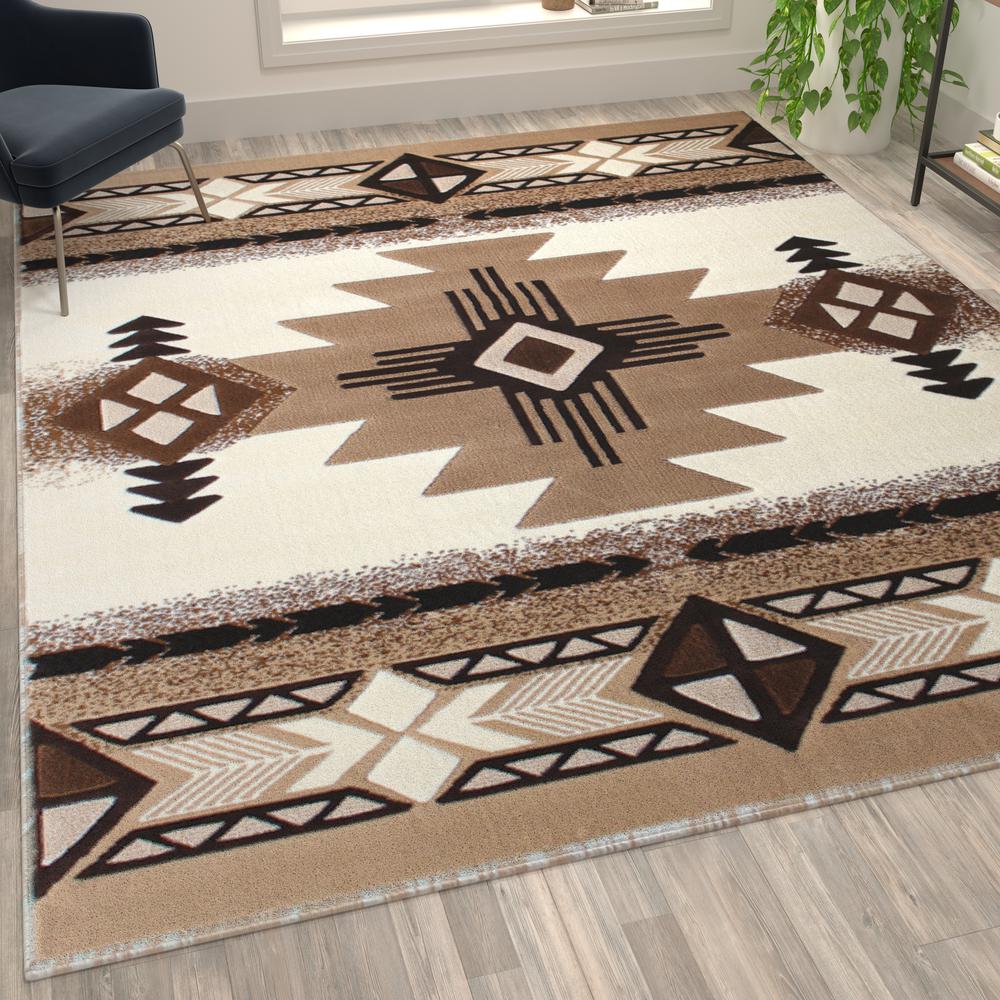 2' x 7' Sage Traditional Southwestern Area Rug - Olefin Fibers with Jute Backing. Picture 5