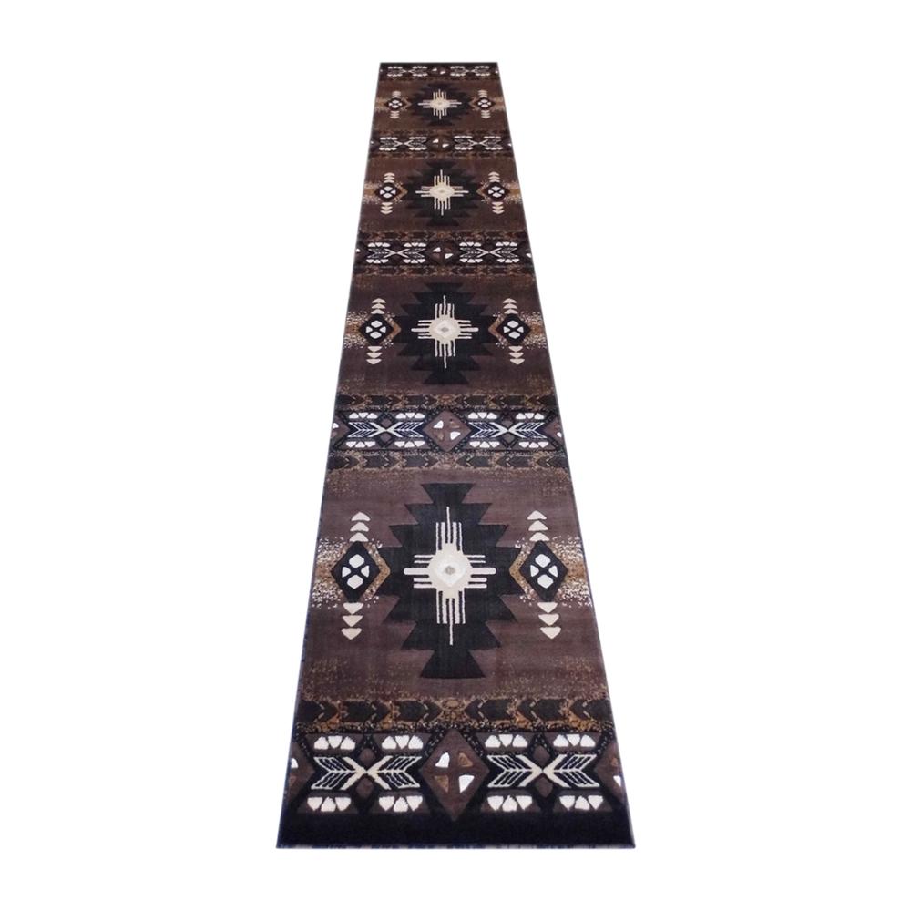 Mohave Collection 3' x 16' Chocolate Traditional Southwestern Style Area Rug - Olefin Fibers with Jute Backing. Picture 1