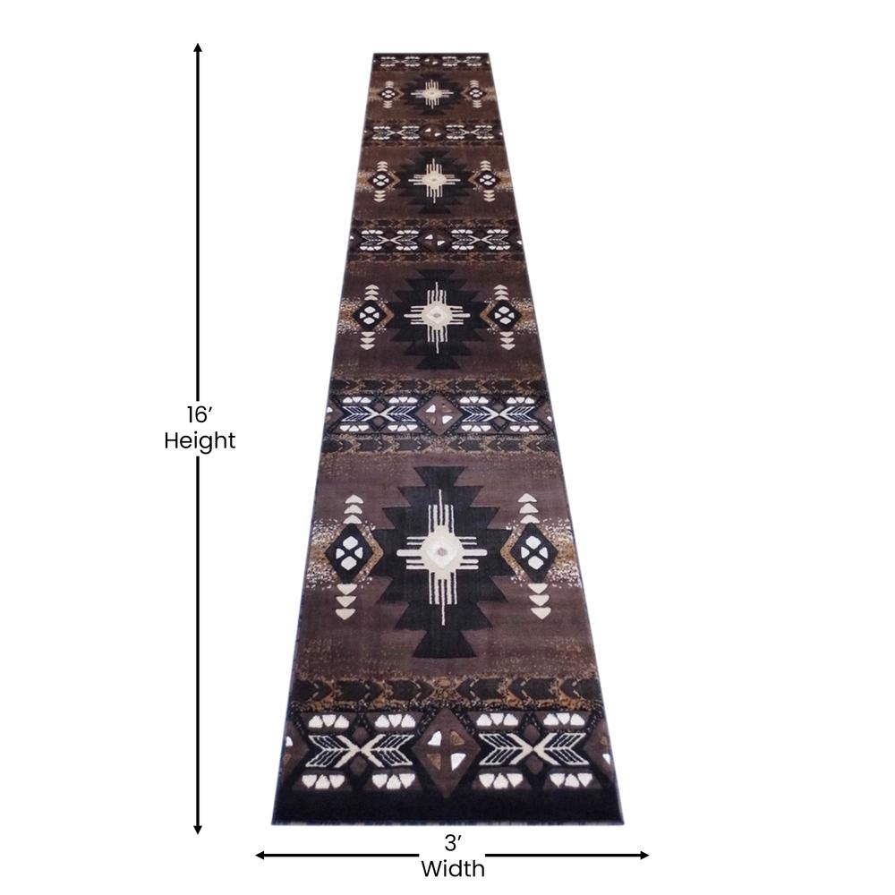 Mohave Collection 3' x 16' Chocolate Traditional Southwestern Style Area Rug - Olefin Fibers with Jute Backing. Picture 4
