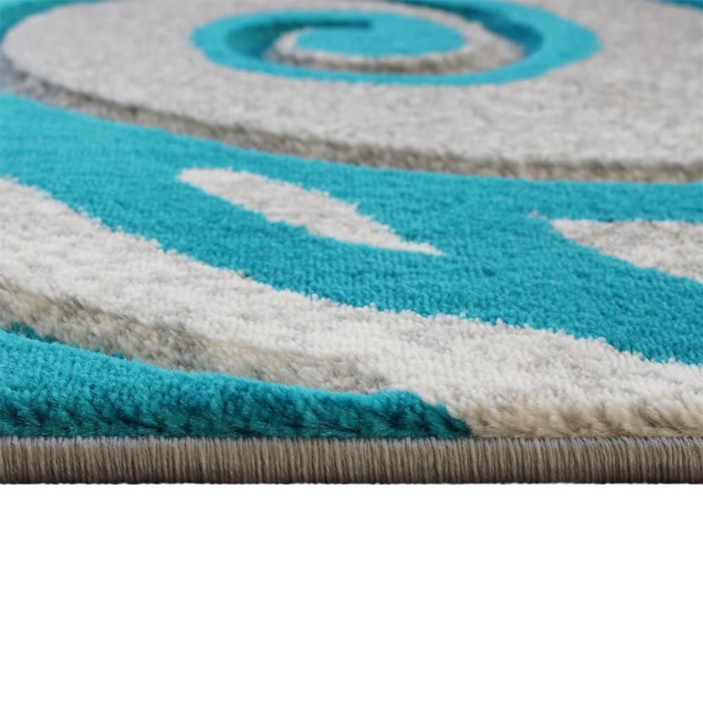 Willow Collection Modern High-Low Pile Swirled 5' x 7' Turquoise Area Rug - Olefin Accent Rug - Entryway, Bedroom, Living Room. Picture 6