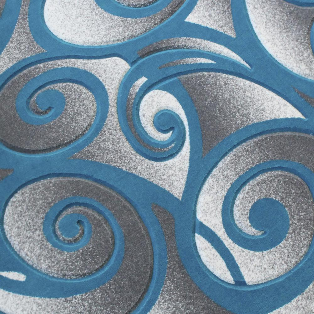 Willow Collection Modern High-Low Pile Swirled 6x6 Round Turquoise Area Rug - Olefin Accent Rug - Entryway, Bedroom, Living Room. Picture 7
