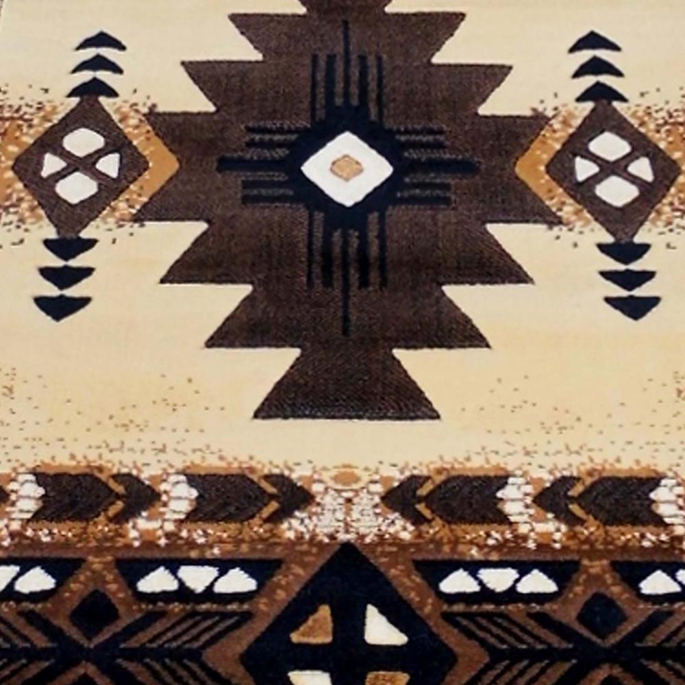 3' x 16' Brown Traditional Southwestern Area Rug - Olefin Fibers. Picture 6