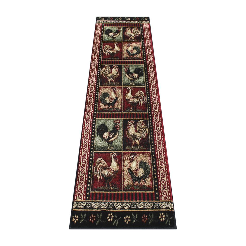Lodge Style 6' x 6' Round Rooster Area Rug for Indoor Use. Picture 1