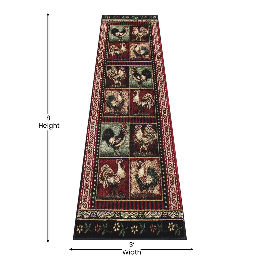 Lodge Style 6' x 6' Round Rooster Area Rug for Indoor Use. Picture 4