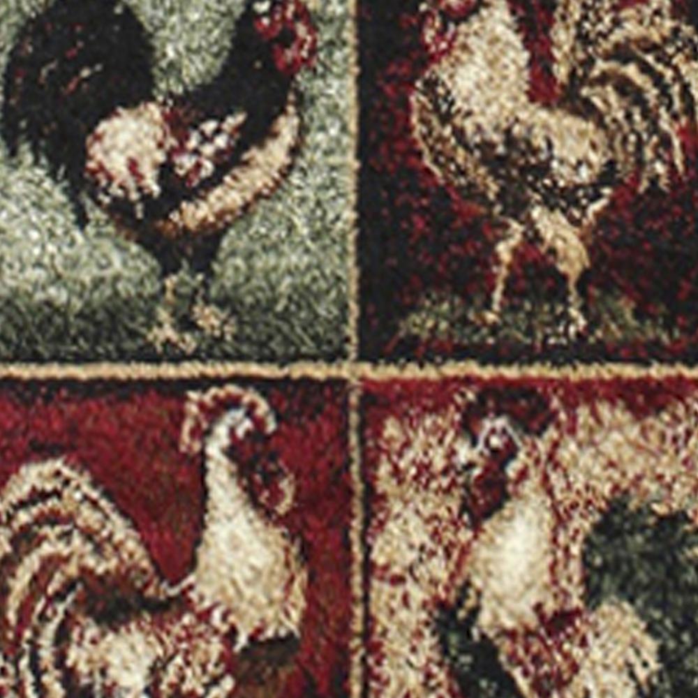 Lodge Style 6' x 6' Round Rooster Area Rug for Indoor Use. Picture 6