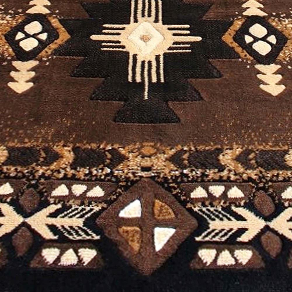 Mohave Collection 2' x 10' Chocolate Traditional Southwestern Style Area Rug - Olefin Fibers with Jute Backing. Picture 6