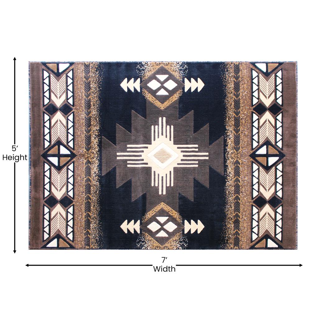 5' x 7' Black Traditional Southwestern Area Rug - Olefin Fibers. Picture 4