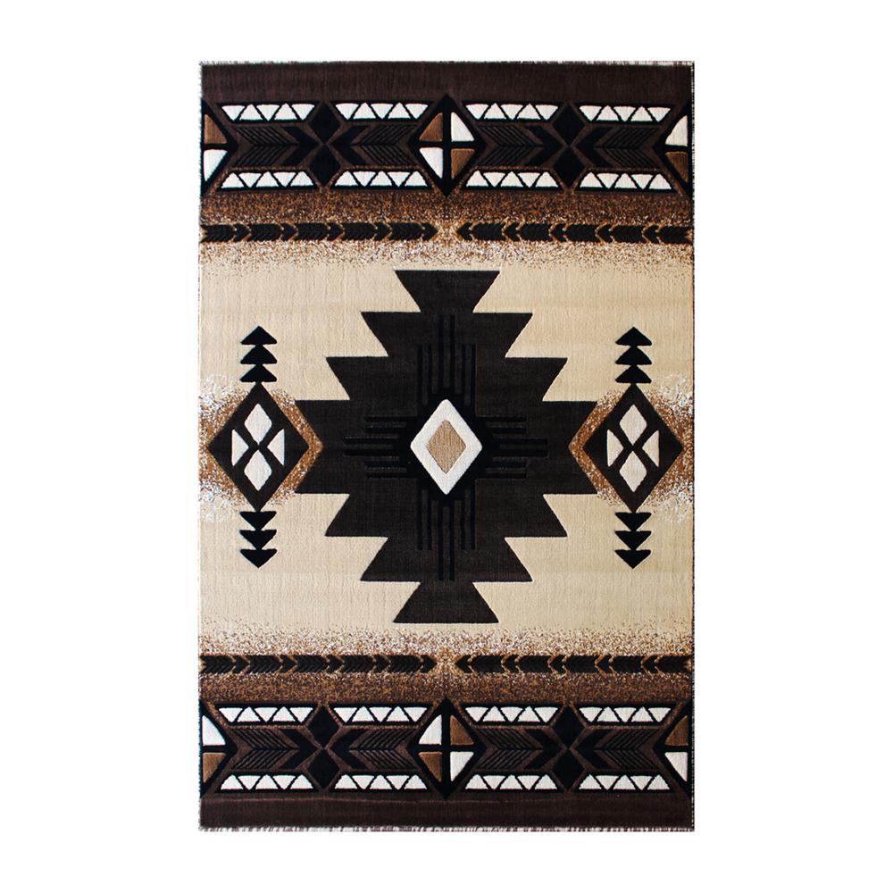 8' x 10' Brown Traditional Southwestern Area Rug - Olefin Fibers. Picture 1