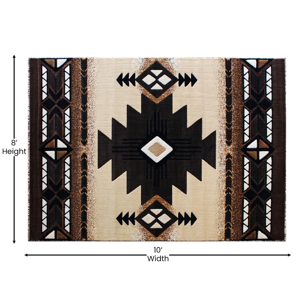8' x 10' Brown Traditional Southwestern Area Rug - Olefin Fibers. Picture 4
