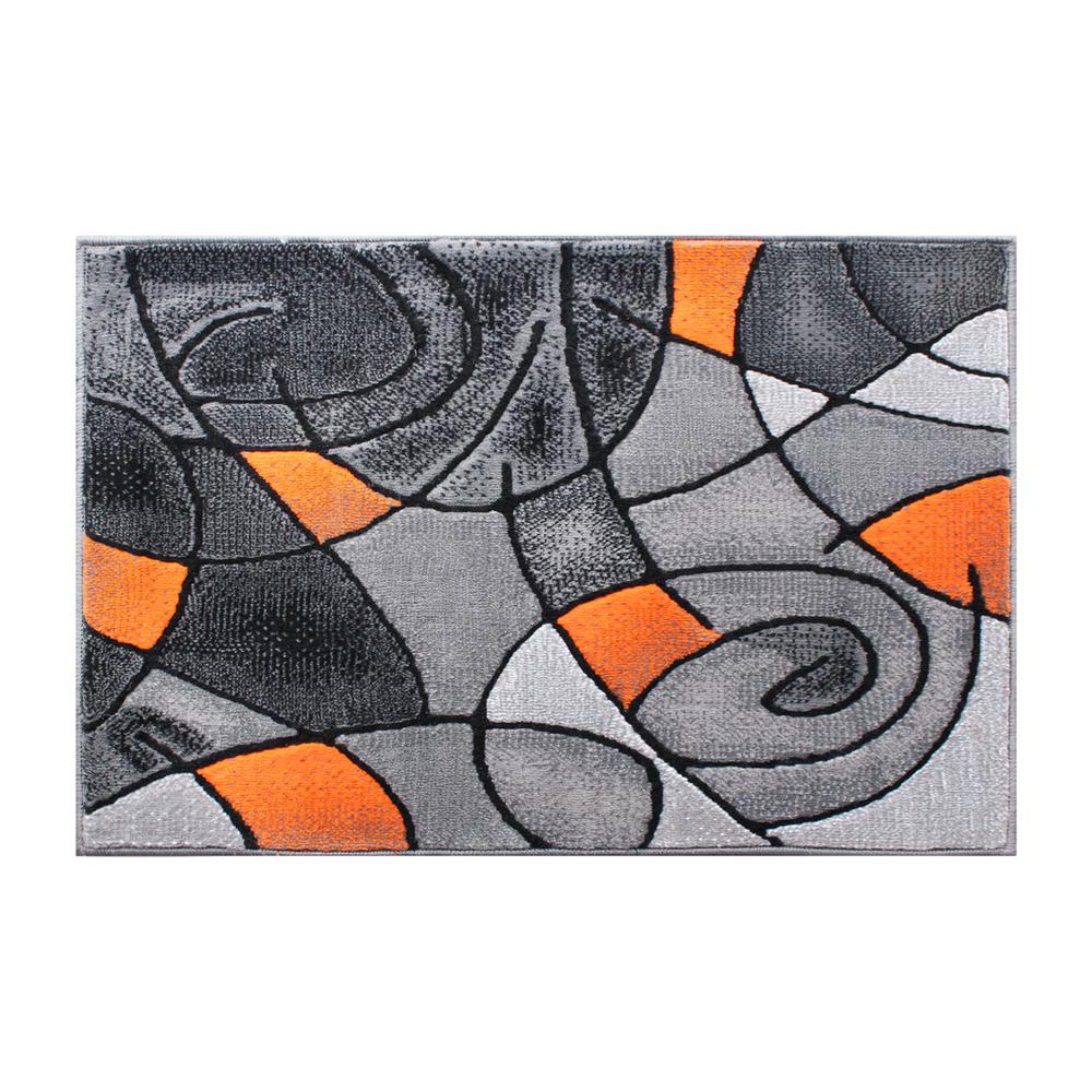 2' x 3' Orange Abstract Pattern Area Rug - Olefin Rug. Picture 1