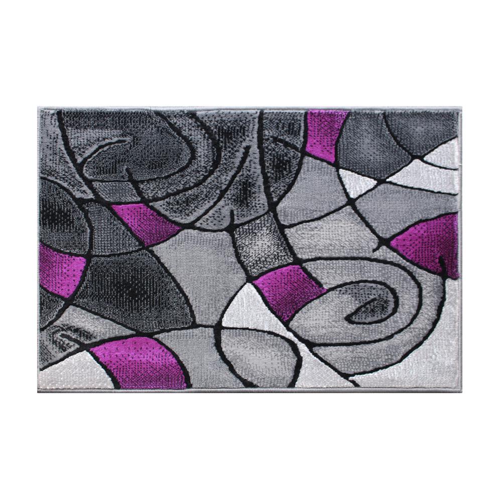 2' x 3' Purple Abstract Pattern Area Rug - Olefin Rug. Picture 1