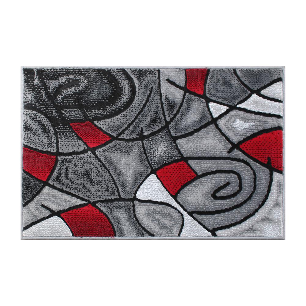 2' x 3' Red Abstract Pattern Area Rug - Olefin Rug. Picture 1