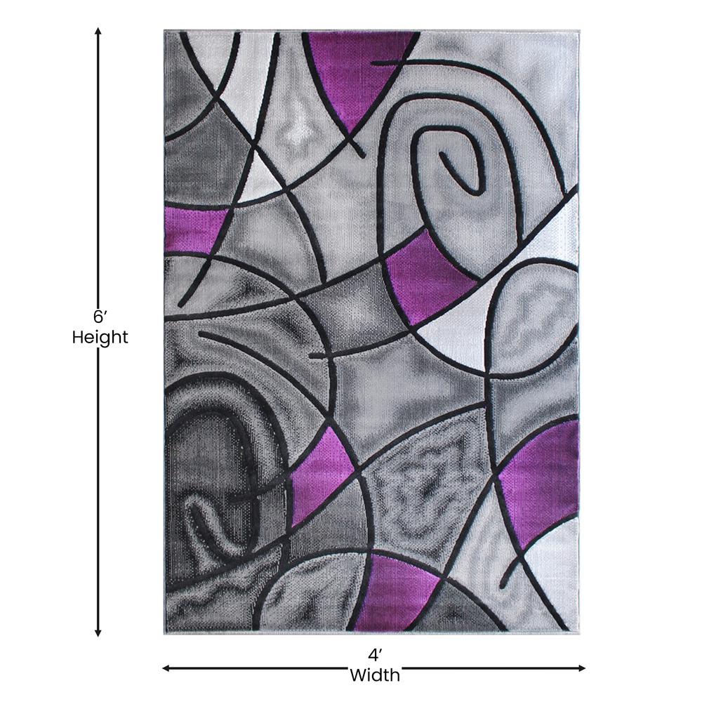 3' x 5' Purple Abstract Area Rug - Olefin Rug. Picture 4