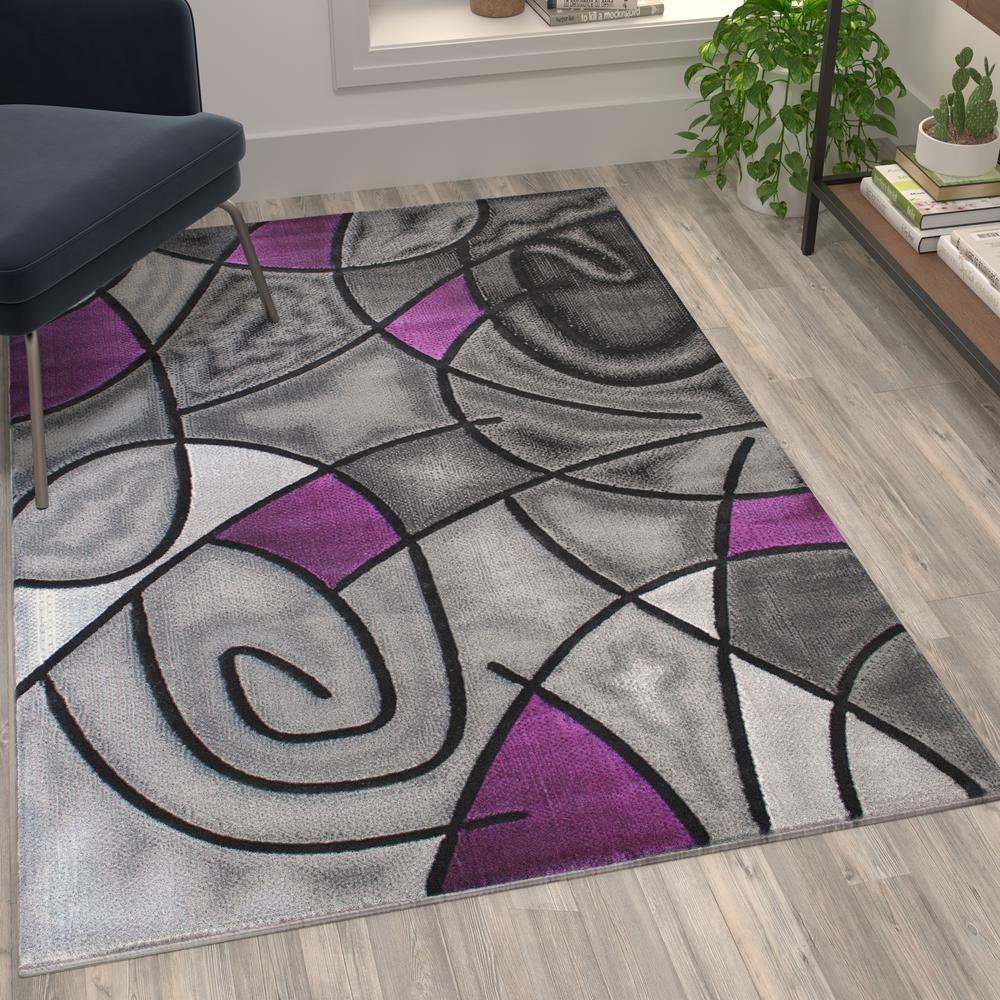 3' x 5' Purple Abstract Area Rug - Olefin Rug. Picture 2