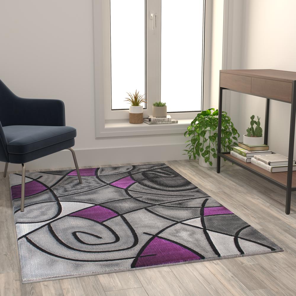 3' x 5' Purple Abstract Area Rug - Olefin Rug. Picture 5