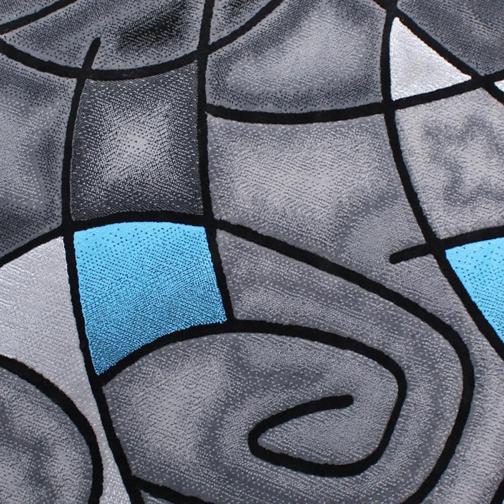 5' x 5' Round Blue Abstract Area Rug - Olefin Rug. Picture 7