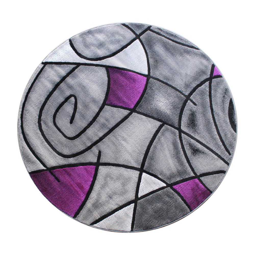 5' x 5' Round Purple Abstract Area Rug - Olefin Rug. Picture 1
