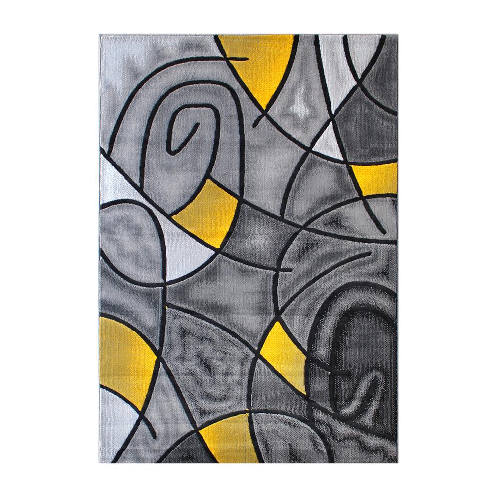 5' x 7' Yellow Abstract Area Rug - Olefin Rug. Picture 1