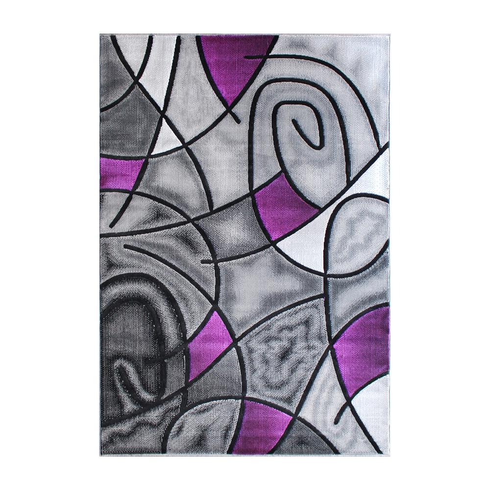 6' x 9' Purple Abstract Area Rug - Olefin Rug. Picture 1