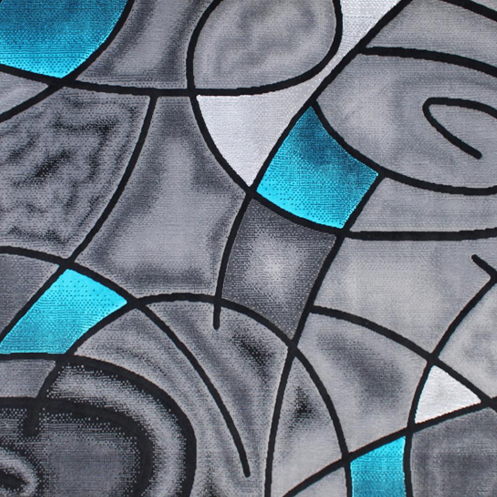 6' x 9' Turquoise Abstract Area Rug - Olefin Rug. Picture 6
