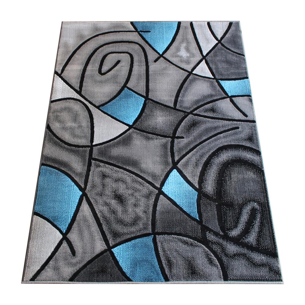 8' x 10' Blue Abstract Area Rug - Olefin Rug. Picture 1