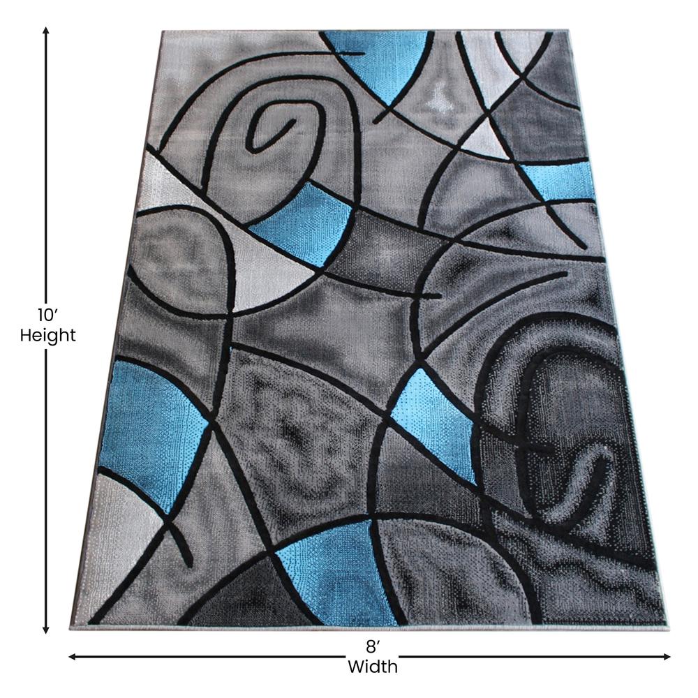 8' x 10' Blue Abstract Area Rug - Olefin Rug. Picture 4