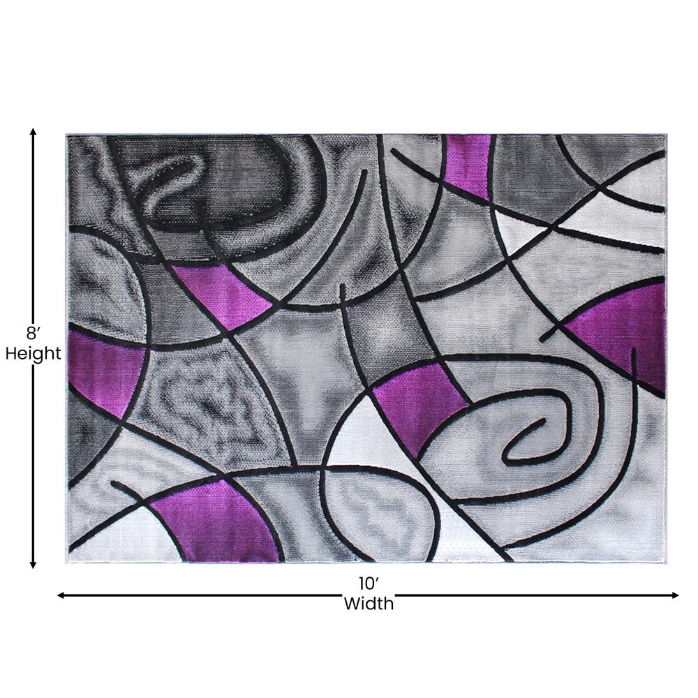 8' x 10' Purple Abstract Area Rug - Olefin Rug. Picture 4