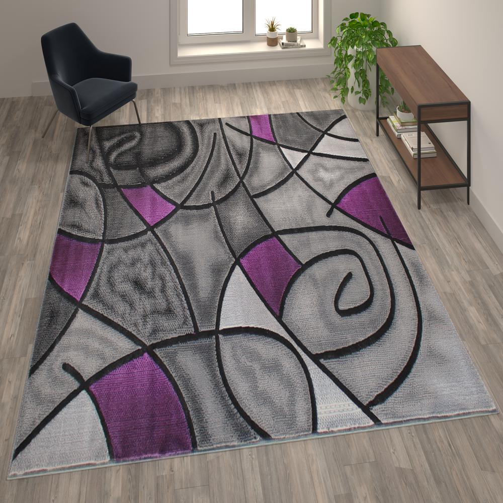 8' x 10' Purple Abstract Area Rug - Olefin Rug. Picture 2