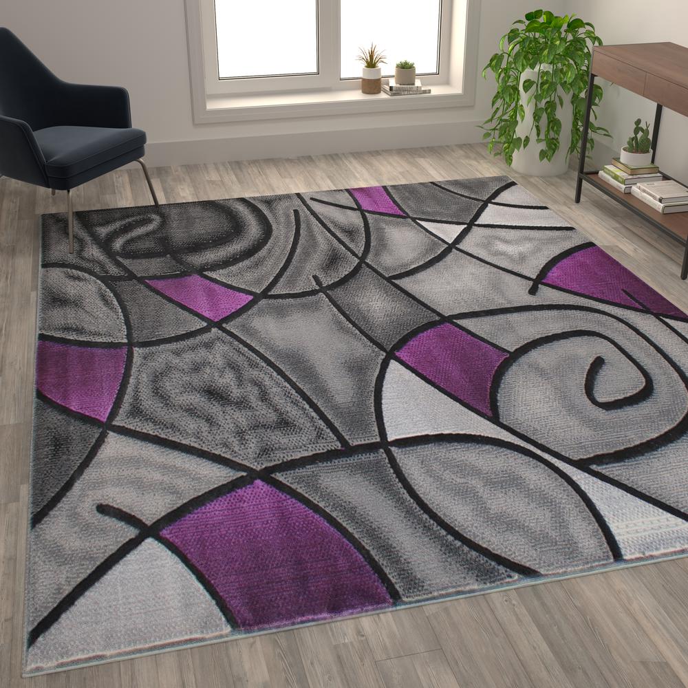 8' x 10' Purple Abstract Area Rug - Olefin Rug. Picture 5