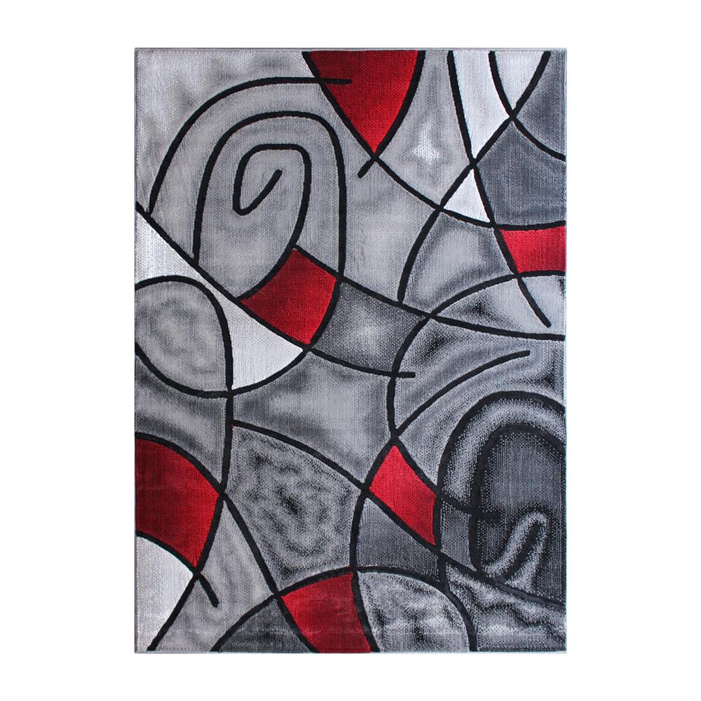8' x 10' Red Abstract Area Rug - Olefin Rug - Living Room, Bedroom,, Family Room. Picture 1