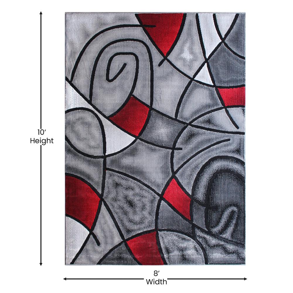 8' x 10' Red Abstract Area Rug - Olefin Rug - Living Room, Bedroom,, Family Room. Picture 4