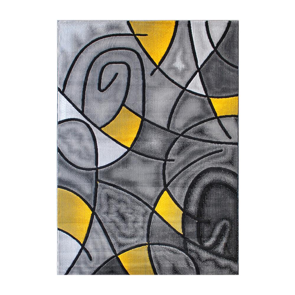 8' x 10' Yellow Abstract Area Rug - Olefin Rug. Picture 1
