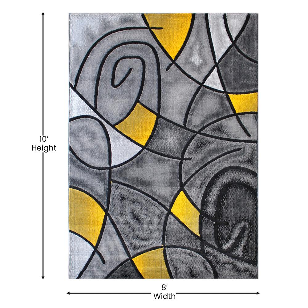8' x 10' Yellow Abstract Area Rug - Olefin Rug. Picture 4