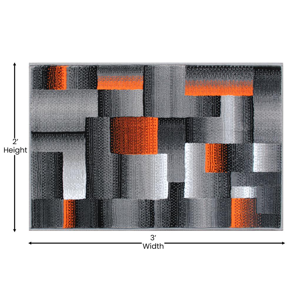 2' x 3' Orange Color Blocked Area Rug - Olefin Rug. Picture 4