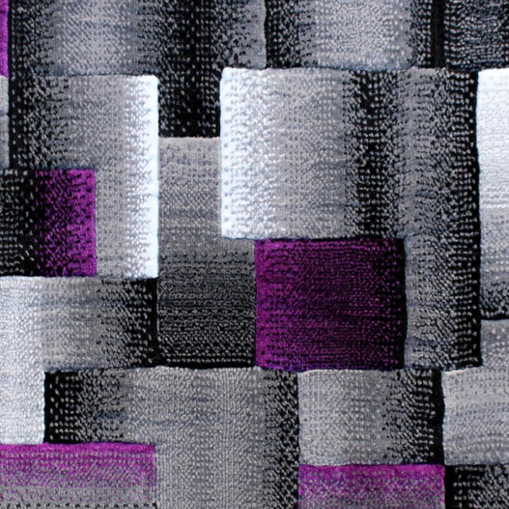 Elio Collection 2' x 3' Purple Color Blocked Area Rug - Olefin Rug with Jute Backing - Entryway, Living Room, or Bedroom. Picture 7