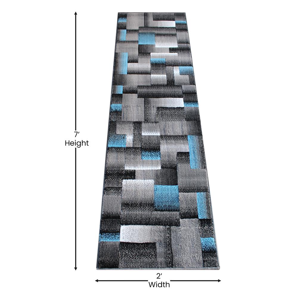 2' x 7' Blue Color Blocked Area Rug - Olefin Rug. Picture 4