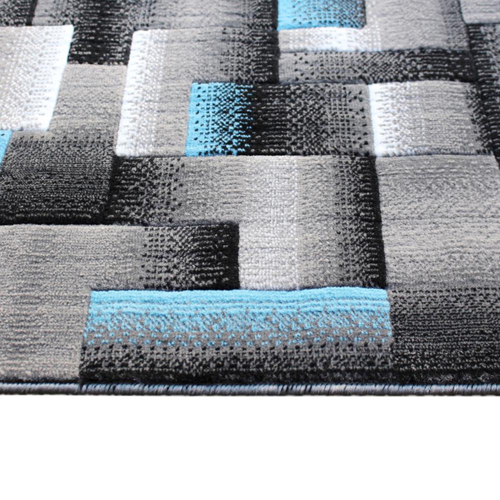 2' x 7' Blue Color Blocked Area Rug - Olefin Rug. Picture 5