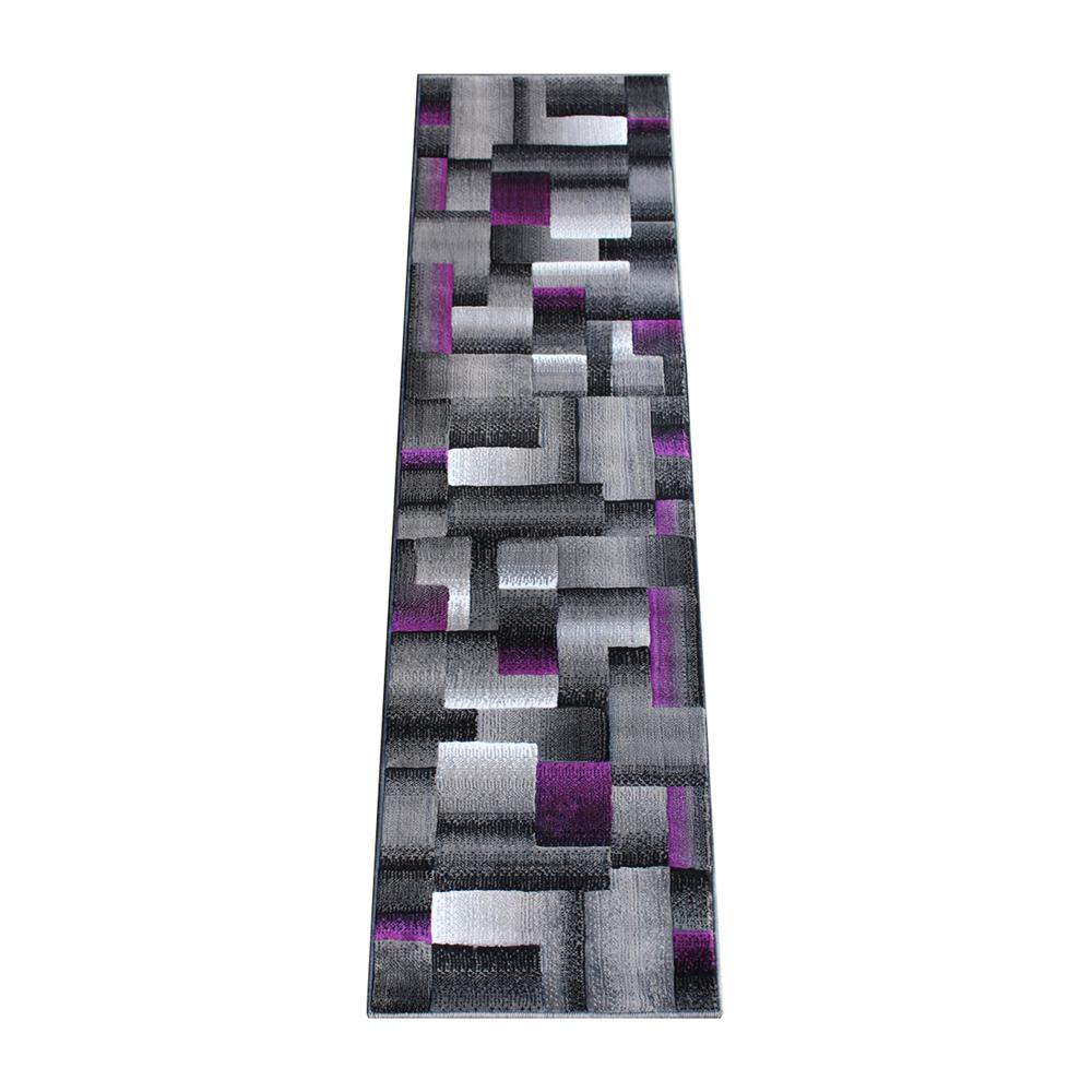 2' x 7' Purple Color Blocked Area Rug - Olefin Rug. Picture 1