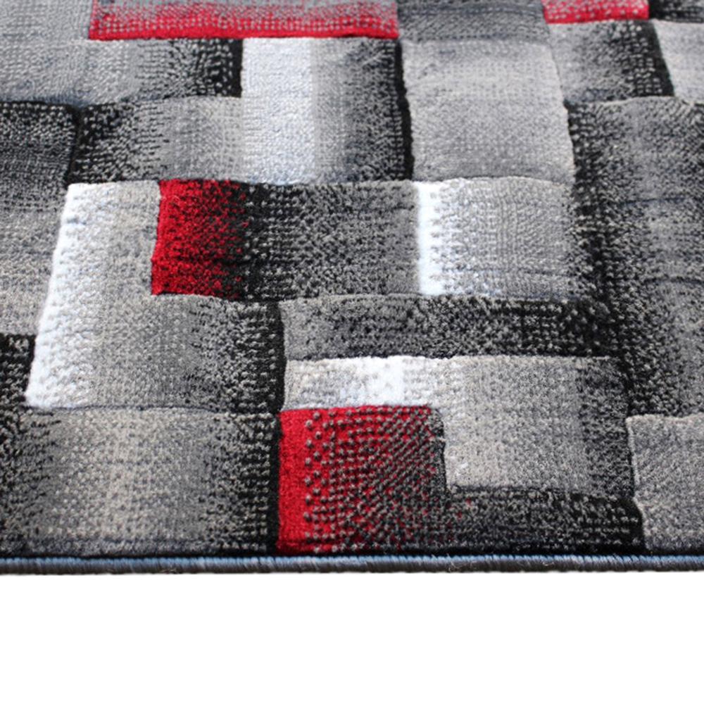 Elio Collection 2' x 7' Red Color Blocked Area Rug - Olefin Rug with Jute Backing - Entryway, Living Room, or Bedroom. Picture 5