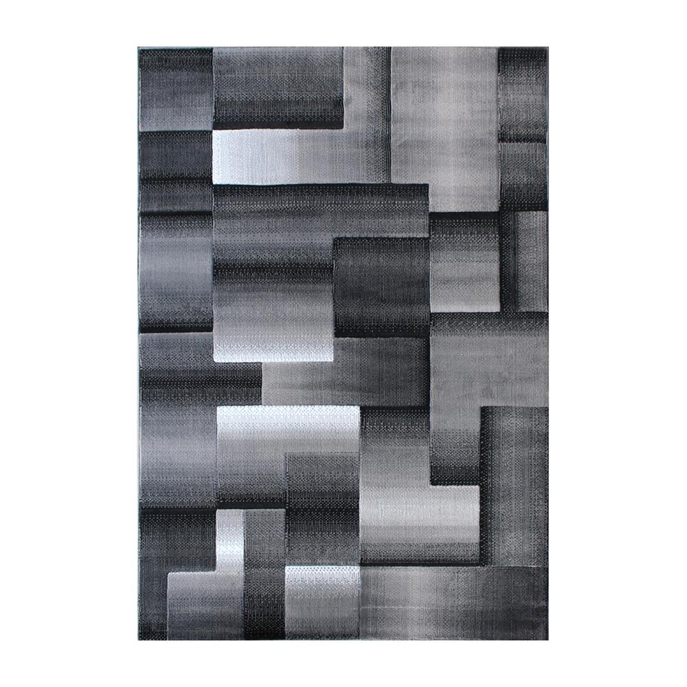 5' x 7' Gray Color Blocked Area Rug - Olefin Rug. Picture 1