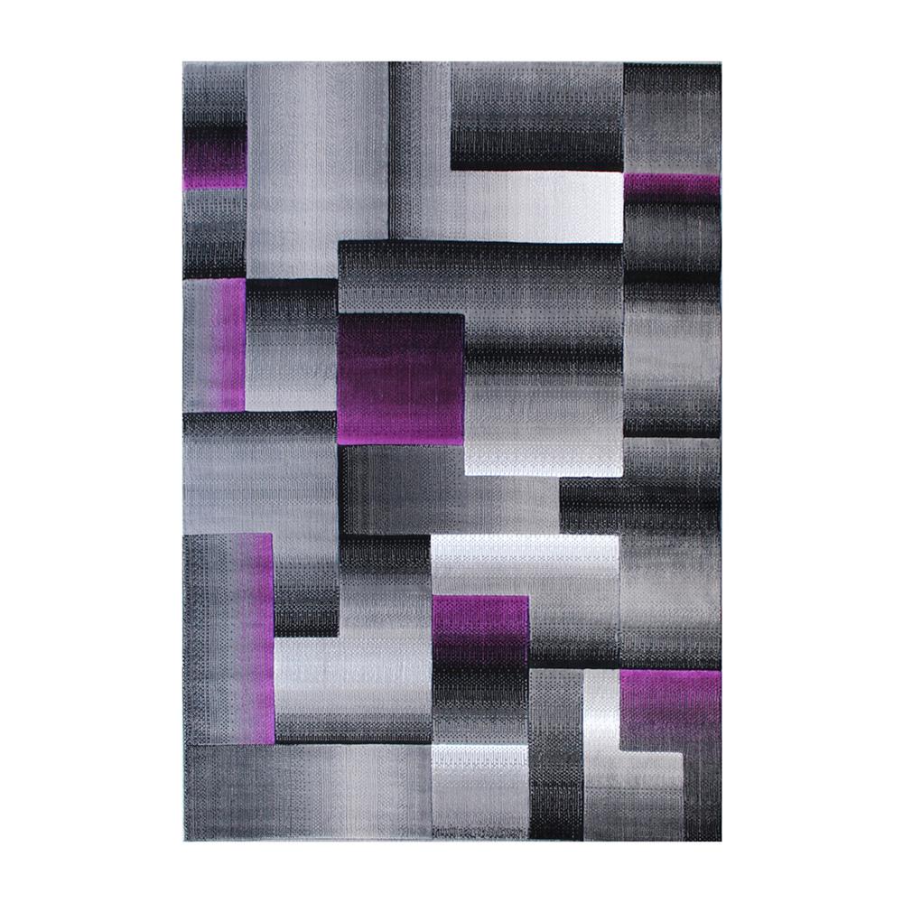 5' x 7' Purple Color Blocked Area Rug - Olefin Rug. Picture 1