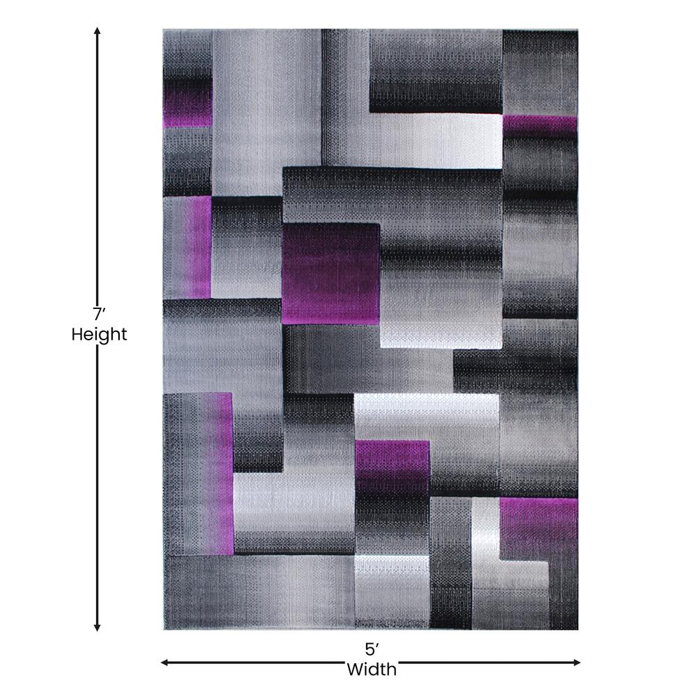 5' x 7' Purple Color Blocked Area Rug - Olefin Rug. Picture 4