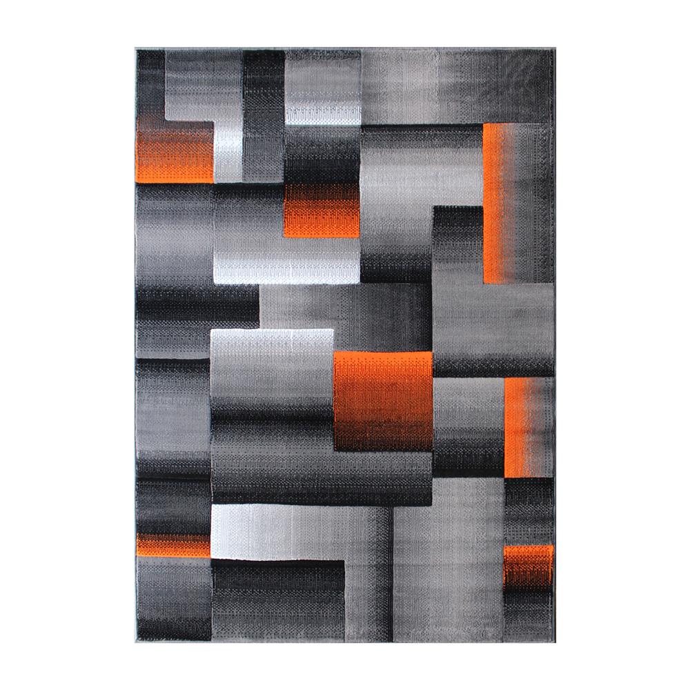 6' x 9' Orange Color Blocked Area Rug - Olefin Rug. Picture 1