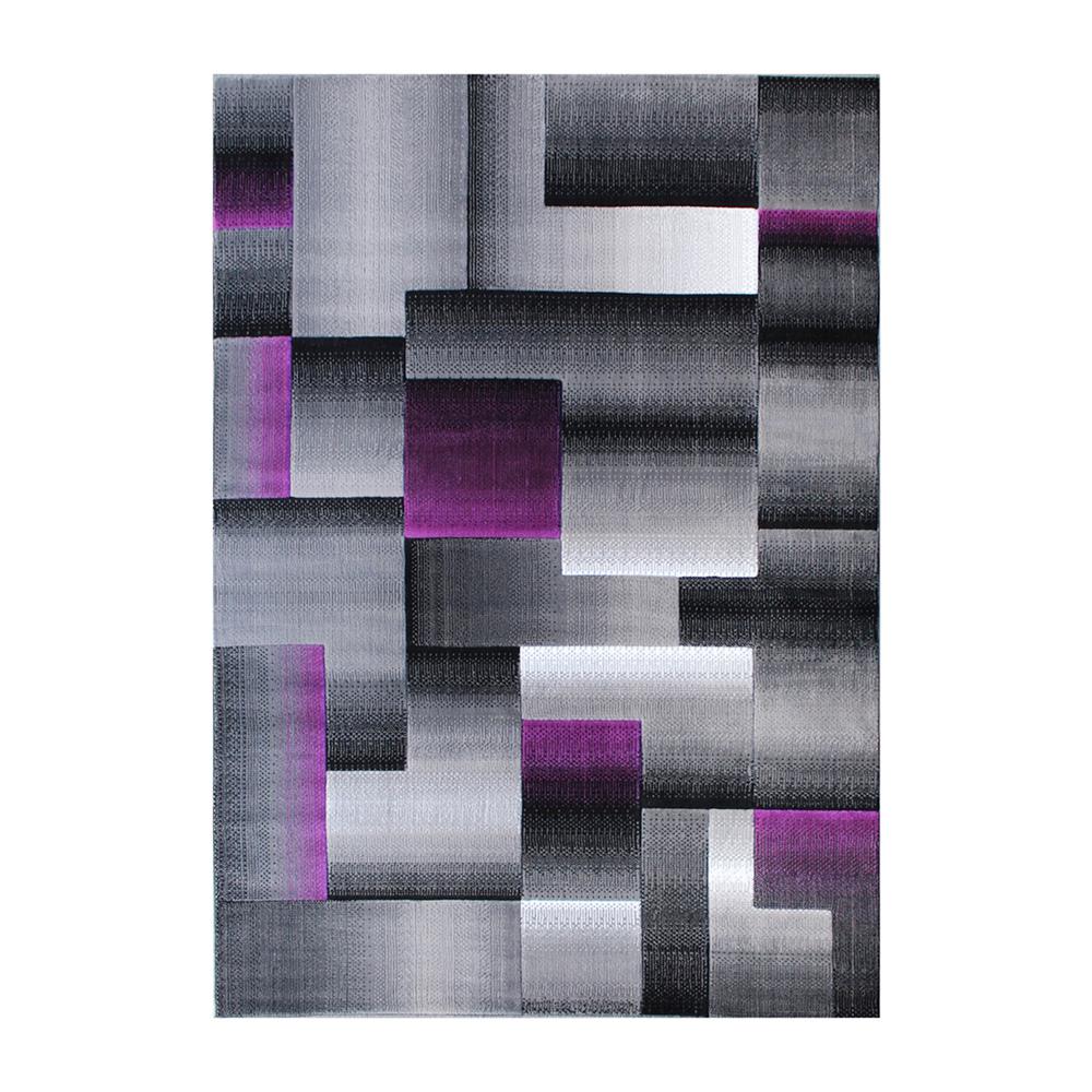 6' x 9' Purple Color Blocked Area Rug - Olefin Rug. Picture 1