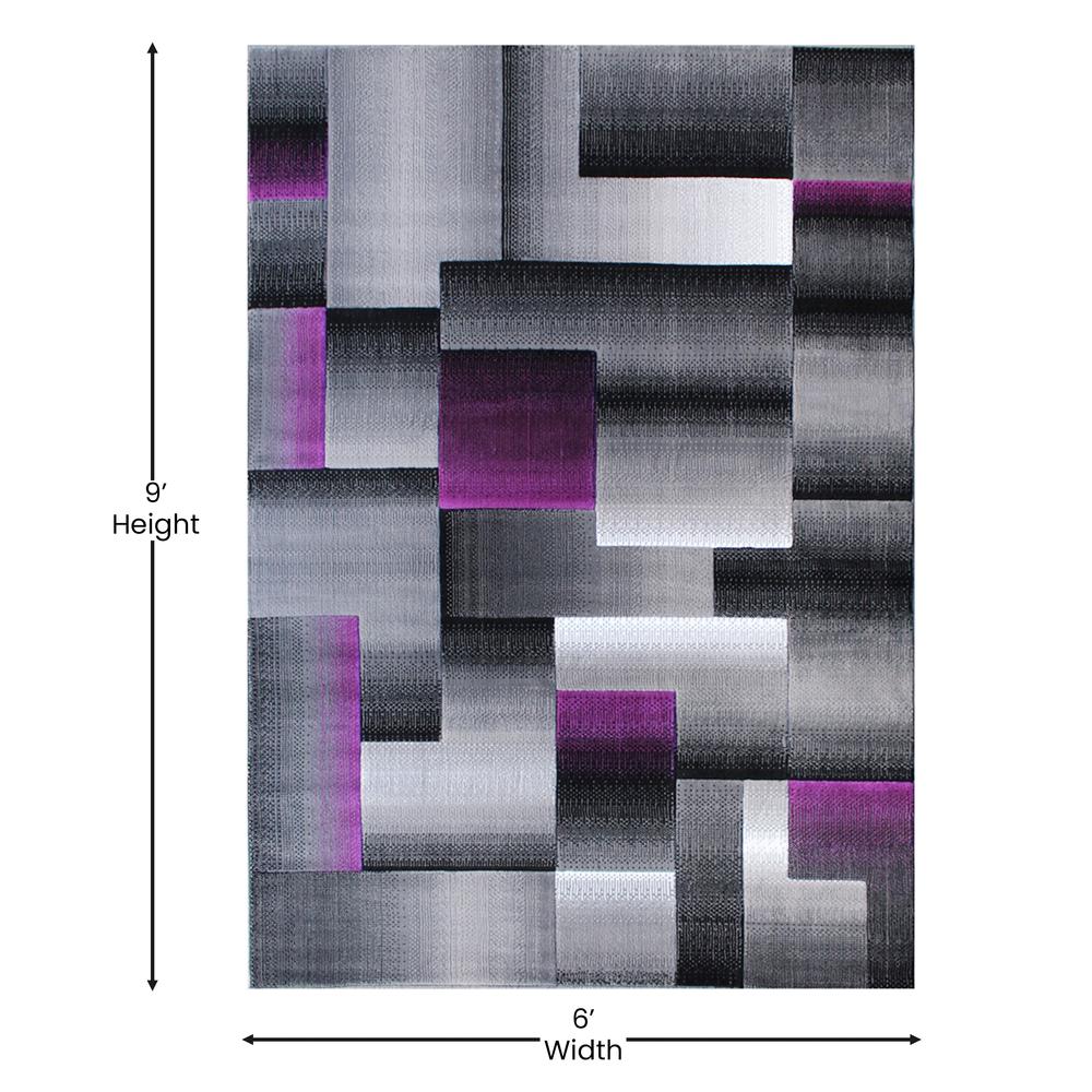 6' x 9' Purple Color Blocked Area Rug - Olefin Rug. Picture 4