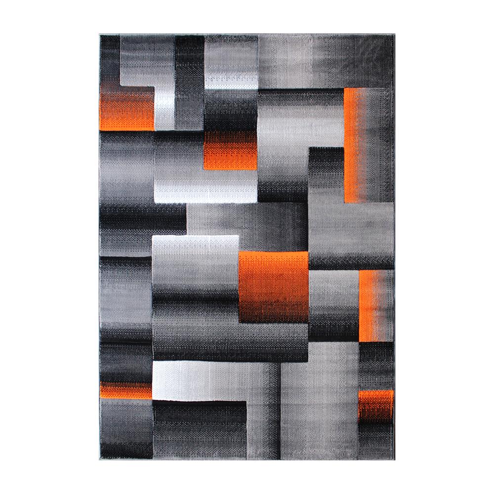 8' x 10' Orange Color Blocked Area Rug - Olefin Rug. Picture 1