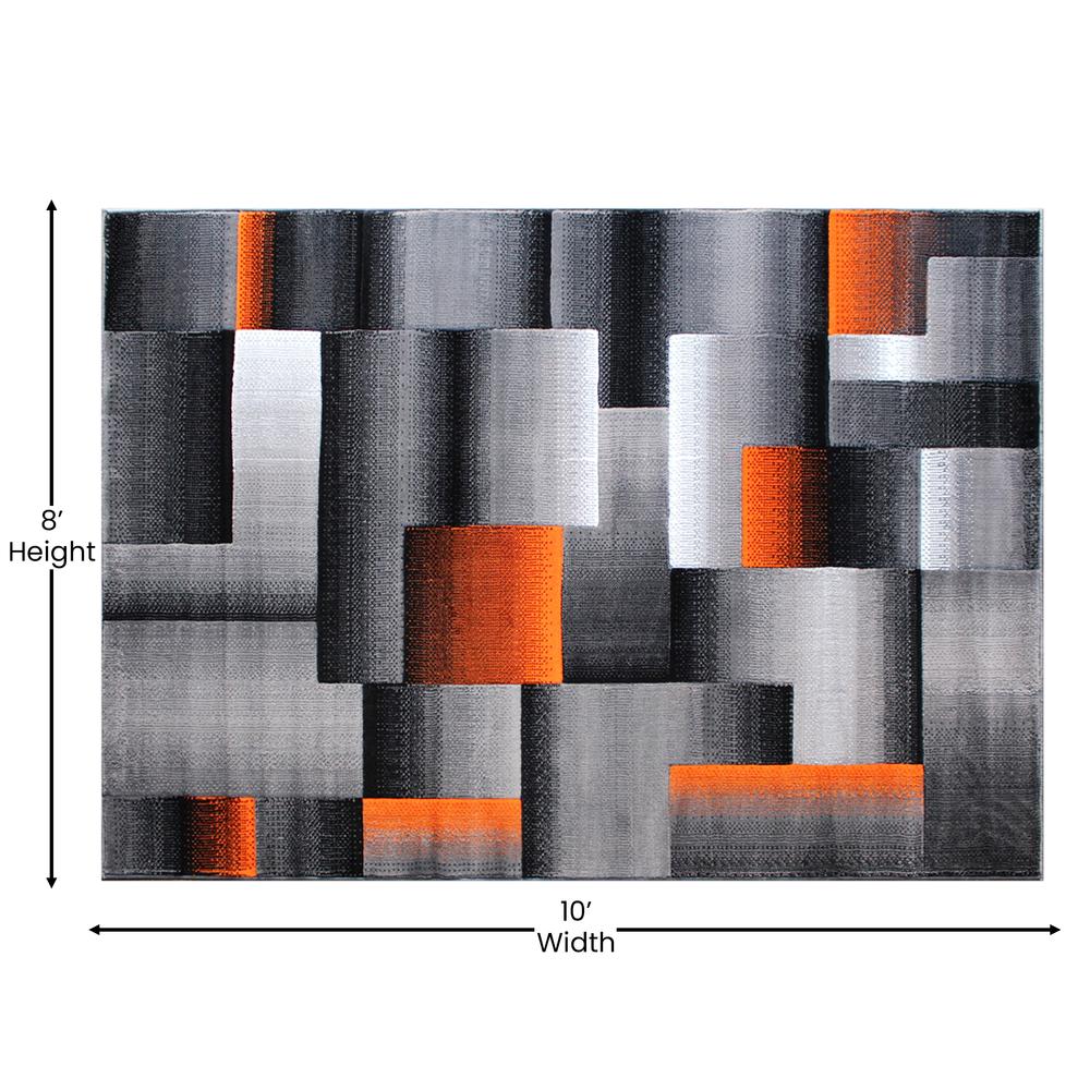 8' x 10' Orange Color Blocked Area Rug - Olefin Rug. Picture 4