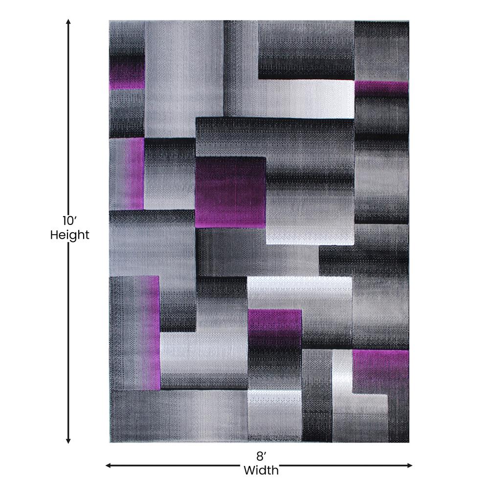 8' x 10' Purple Color Blocked Area Rug - Olefin Rug. Picture 4