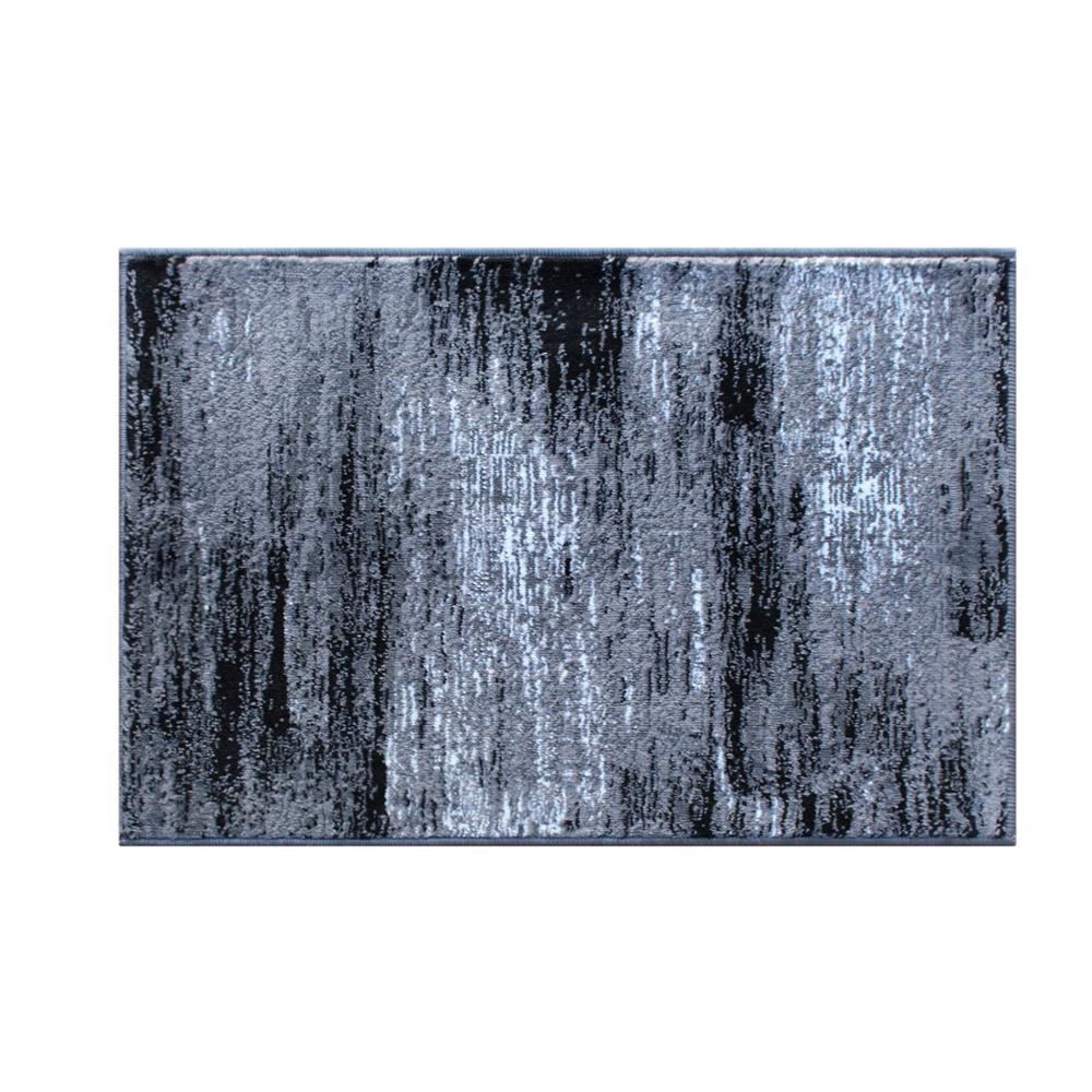 Rylan Collection 2' x 3' Gray Abstract Scraped Area Rug - Olefin Rug with Jute Backing - Living Room, Bedroom, & Entryway. Picture 1