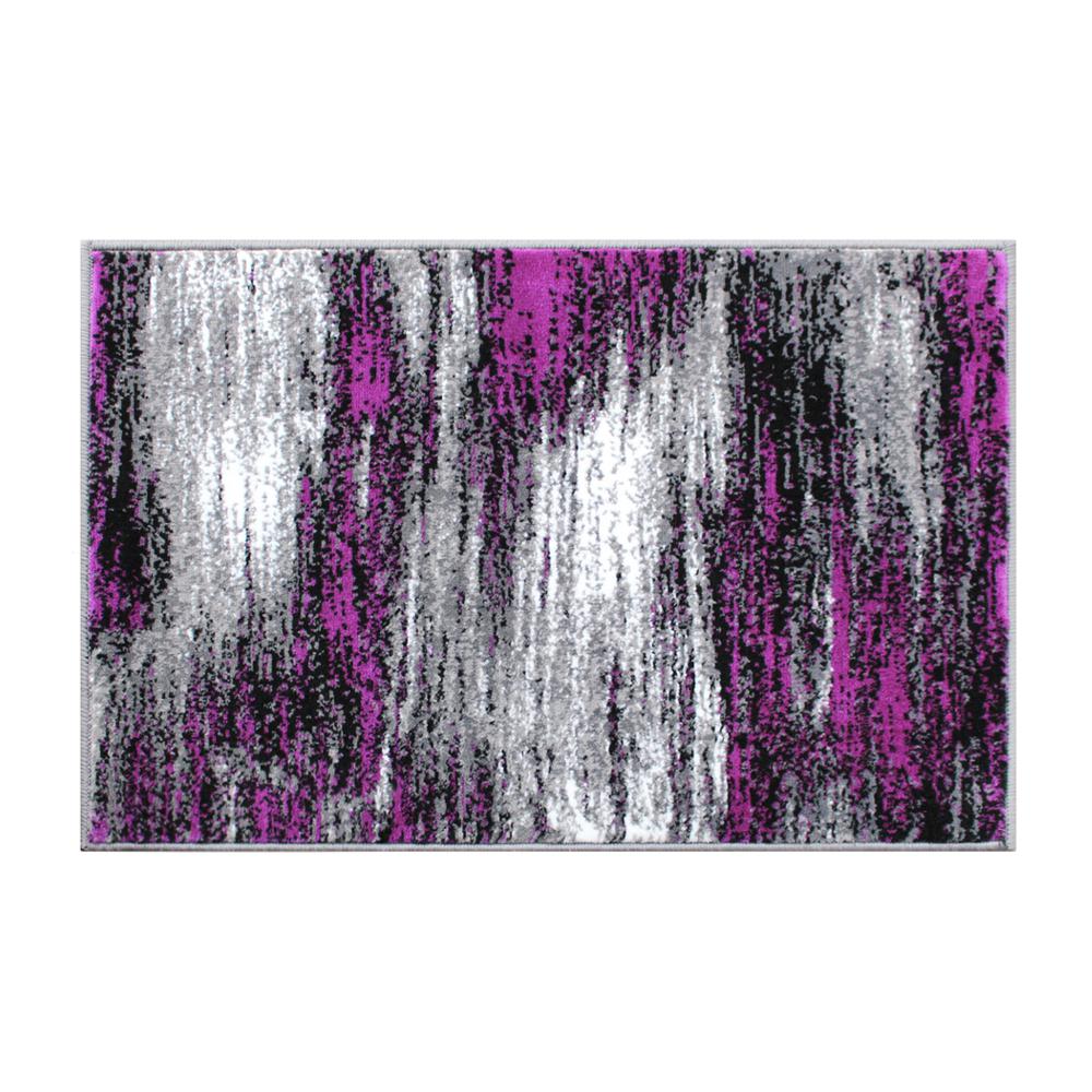 2' x 3' Purple Abstract Scraped Area Rug - Olefin Rug. Picture 1